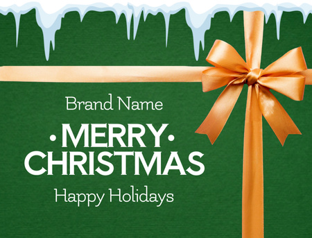 Template di design Saluto per le vacanze di Natale con fiocco luminoso Postcard 4.2x5.5in