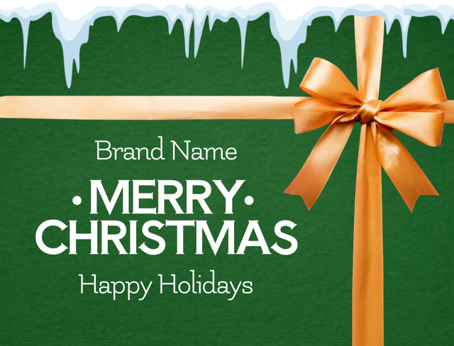 Christmas Holiday Greeting with Bow Postcard 4.2x5.5in – шаблон для дизайна
