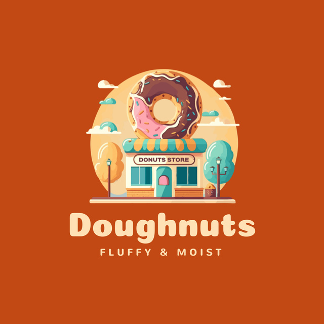 Doughnut Shop with Fluffy and Moist Donuts Offer Animated Logoデザインテンプレート