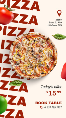 Apetitosa pizza na pizzaria com reserva de mesa Instagram Video Story Modelo de Design