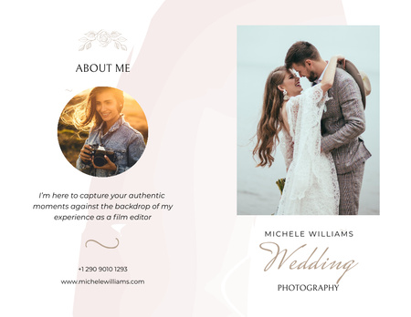 Wedding Photographer Services Brochure 8.5x11in Bi-fold Design Template