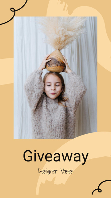 Ontwerpsjabloon van Instagram Story van Vases Giveaway announcement with funny Girl