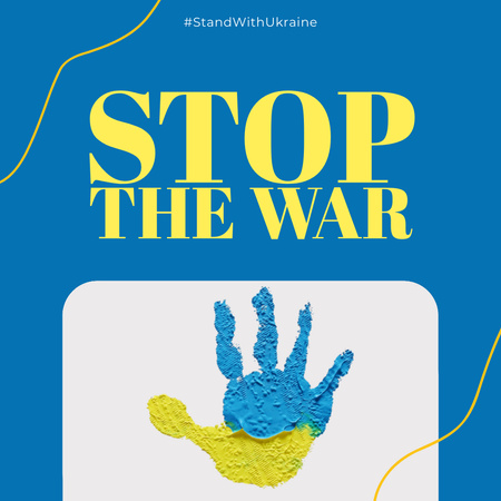 Stop the War in Ukraine with Handprint Instagram Design Template