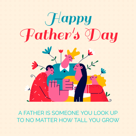 Bright Father's Day Greeting with Family Instagram Design Template