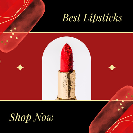 Cosmetics Sale with Red Lipstick Instagram Design Template