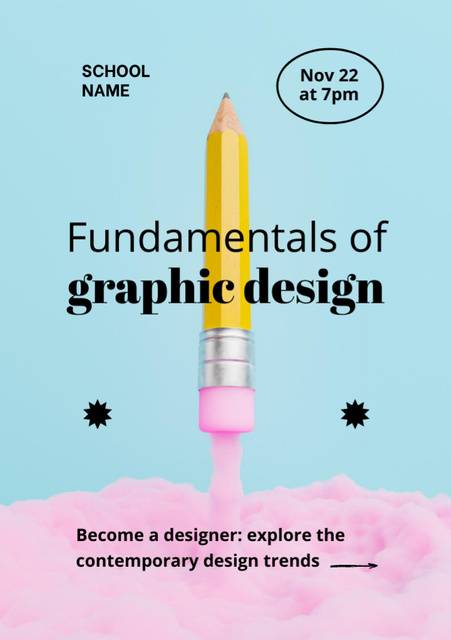 Lecture on Fundamentality of Graphic Design Flyer A7 Design Template