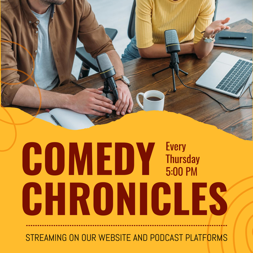 Podcast Ad with Comedy Show Promo Instagram Design Template