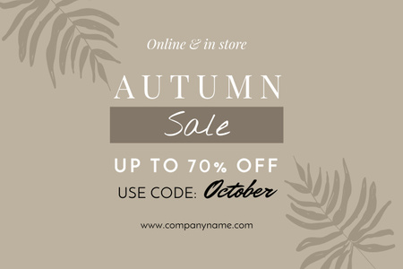 Autumn Discount Alert with Leafy Illustration Poster 24x36in Horizontal Design Template