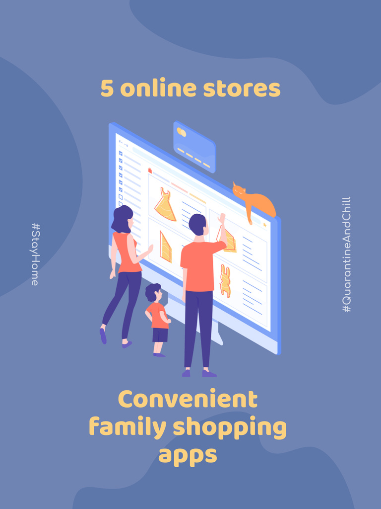 Online Shopping Application Offer on Blue Poster US – шаблон для дизайну