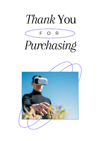Man in Virtual Reality Glasses on Blue Postcard 5x7in Vertical Design Template