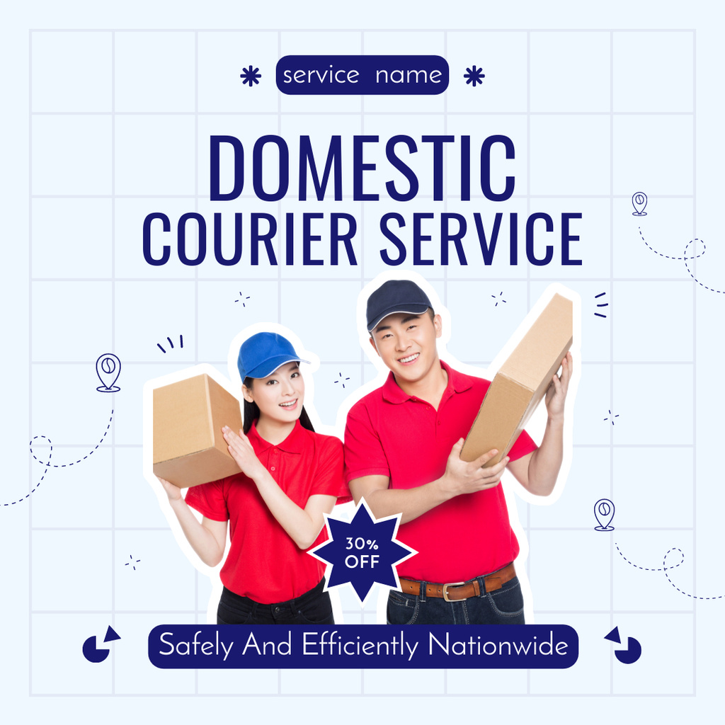 Asian Couriers Deliver Parcels Instagram ADデザインテンプレート