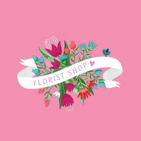 Flowers Shop Services Offer Animated Logoデザインテンプレート