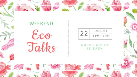 Eco Event Announcement on Floral Pattern FB event cover tervezősablon