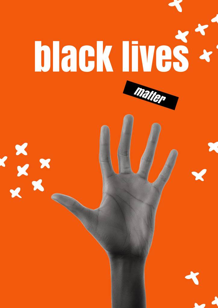 Designvorlage Protest Against Racism with Raised Hand für Poster