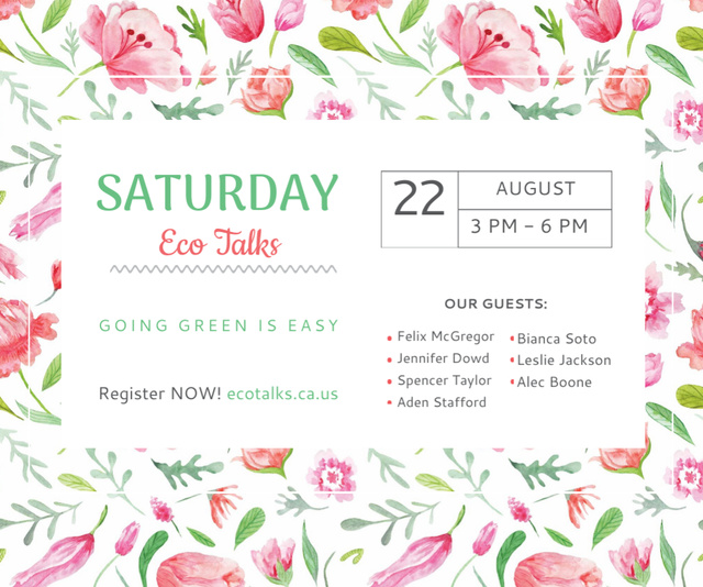 Plantilla de diseño de Saturday Eco Talks with Flower Illustration Medium Rectangle 