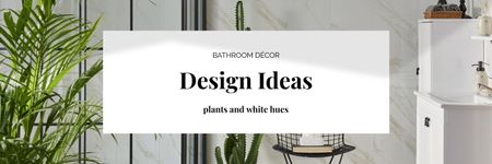 Bathroom interior with green Plants Twitter Design Template