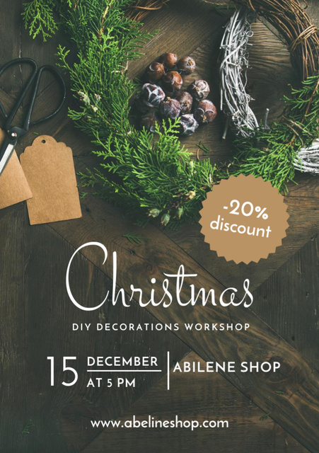 Christmas Decoration Workshop Announcement Flyer A7 Design Template