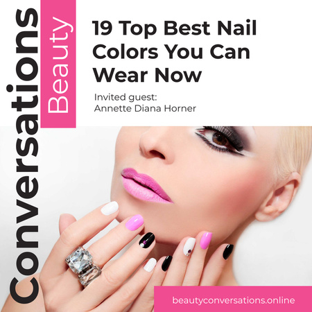 Woman with bright Makeup and Manicure Instagram Design Template