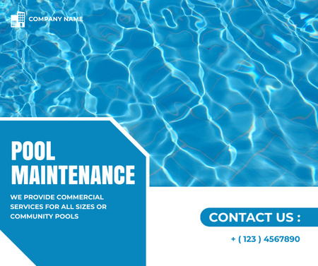 Pool Maintenance Offer on Background of Clear Water Facebook Design Template