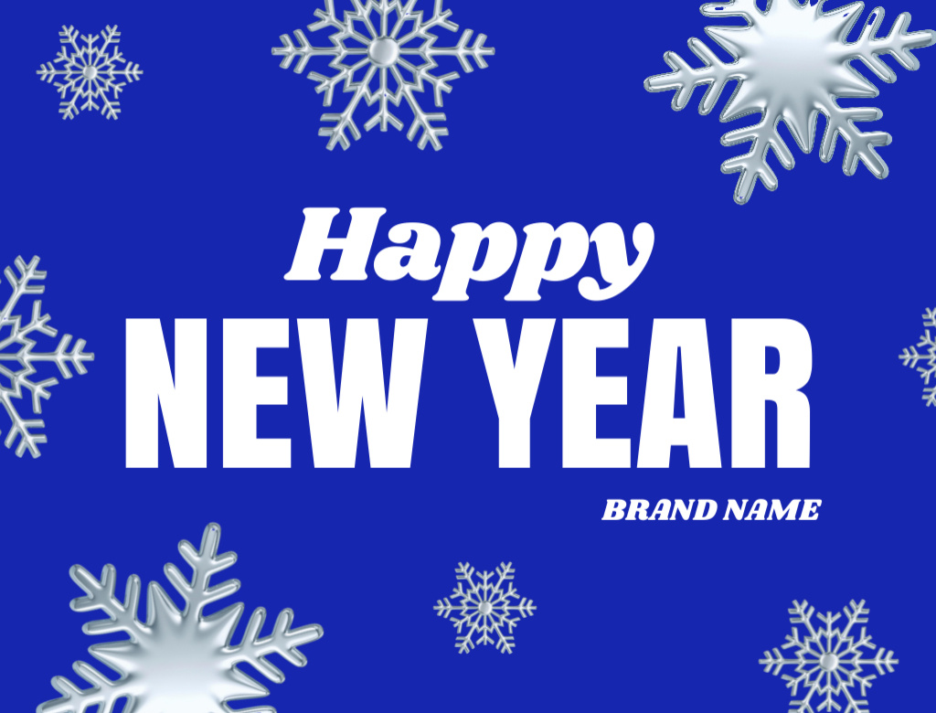 New Year Simple Greeting with Snowflakes Postcard 4.2x5.5in Šablona návrhu