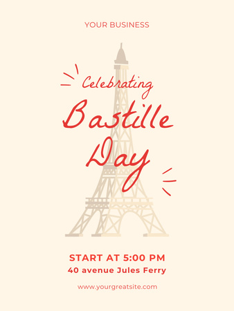 Bastille Day Holiday Celebration With Illustration Poster US Šablona návrhu