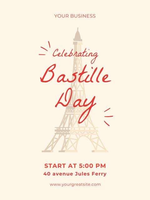 Designvorlage Bastille Day Holiday Celebration With Illustration für Poster US