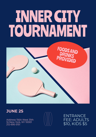Designvorlage Table Tennis Tournament Announcement für Poster