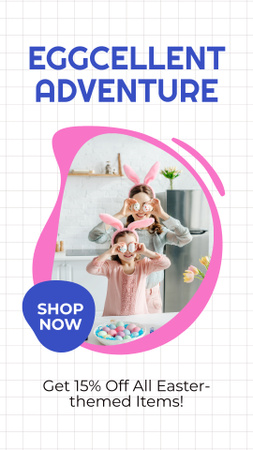 Easter Adventure with Mom and Daughter in Bunny Ears Instagram Video Story Design Template