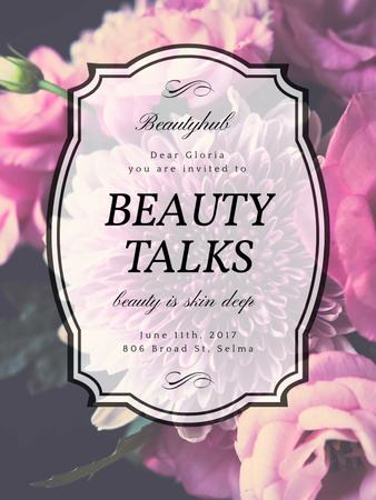 Beauty Event announcement on tender Spring Flowers Poster US Design Template