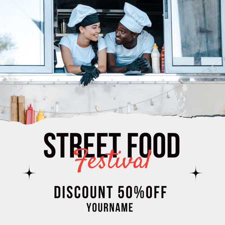 Street Food Festival Invitation with Cooks Instagram Design Template