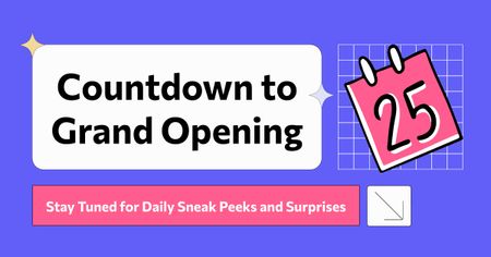 Countdown To Grand Opening Announcement With Catchphrase Facebook AD Design Template