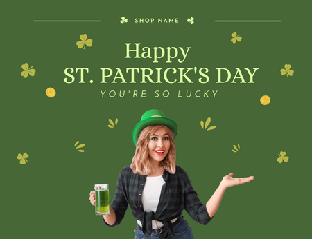 Ontwerpsjabloon van Thank You Card 5.5x4in Horizontal van Beste wensen voor St. Patrick's Day-feest