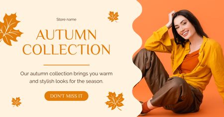 Εκπτώσεις φθινοπωρινής συλλογής με κομψές εμφανίσεις ρούχων Facebook AD Πρότυπο σχεδίασης