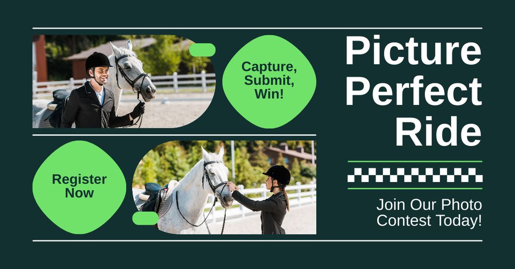 Modèle de visuel Announcement of Photo Challenge at Horse Ranch - Facebook AD