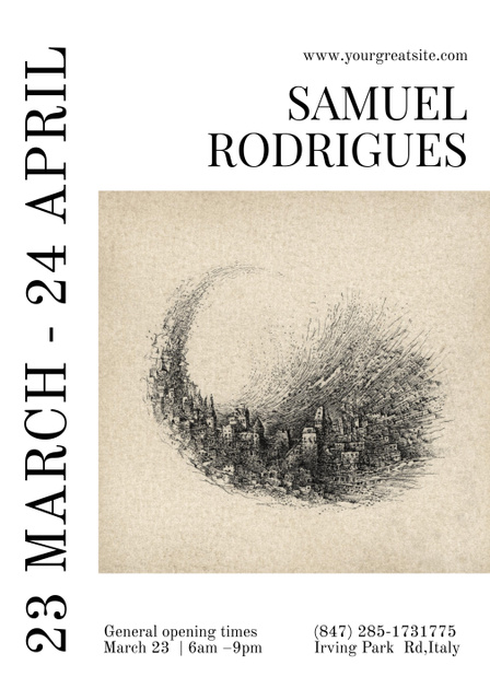 Modèle de visuel Art Exhibition Announcement with Sketch Illustration - Poster 28x40in