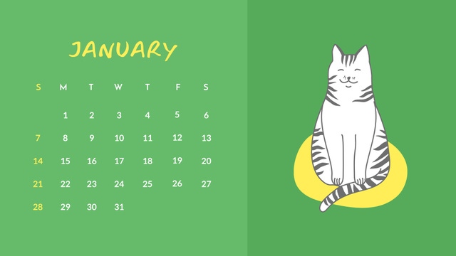 Cute Cats of Different Breeds Calendar Design Template