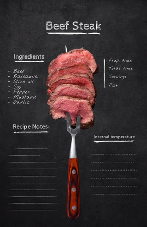 Delicious Beef Steak Cooking Steps Recipe Card Design Template