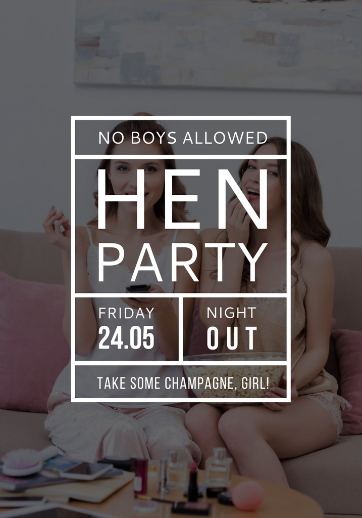 Ad of Hen Party for Girlfriends Poster 28x40in – шаблон для дизайну