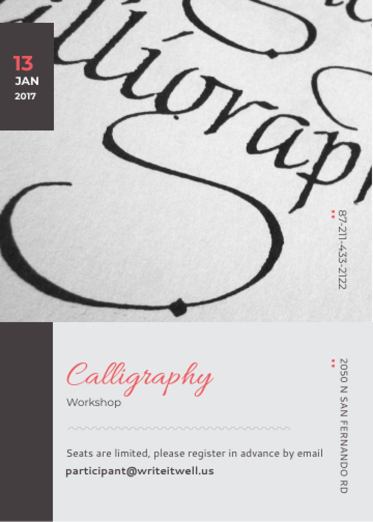 Calligraphy Workshop Announcement Decorative Letters Invitation Modelo de Design