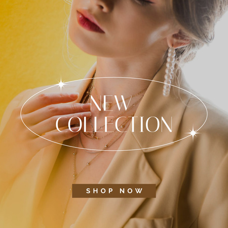 New Jewelry Offer with Necklaces Instagram AD Design Template