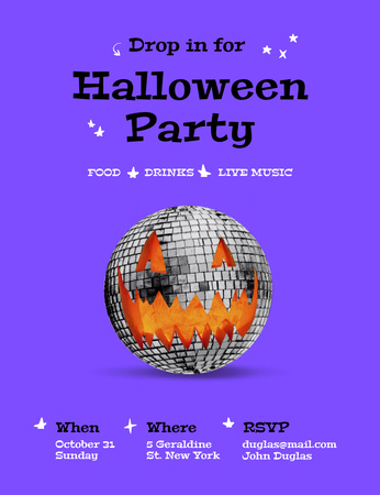 Designvorlage Halloween-Disco-Party-Ankündigung für Invitation 13.9x10.7cm