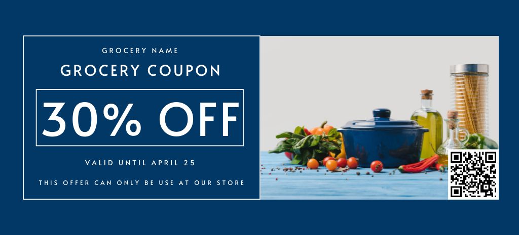 Discount For Veggies And Oil From Groceries Coupon 3.75x8.25in Design Template