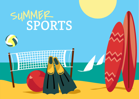 Designvorlage sommersport-illustration für Card