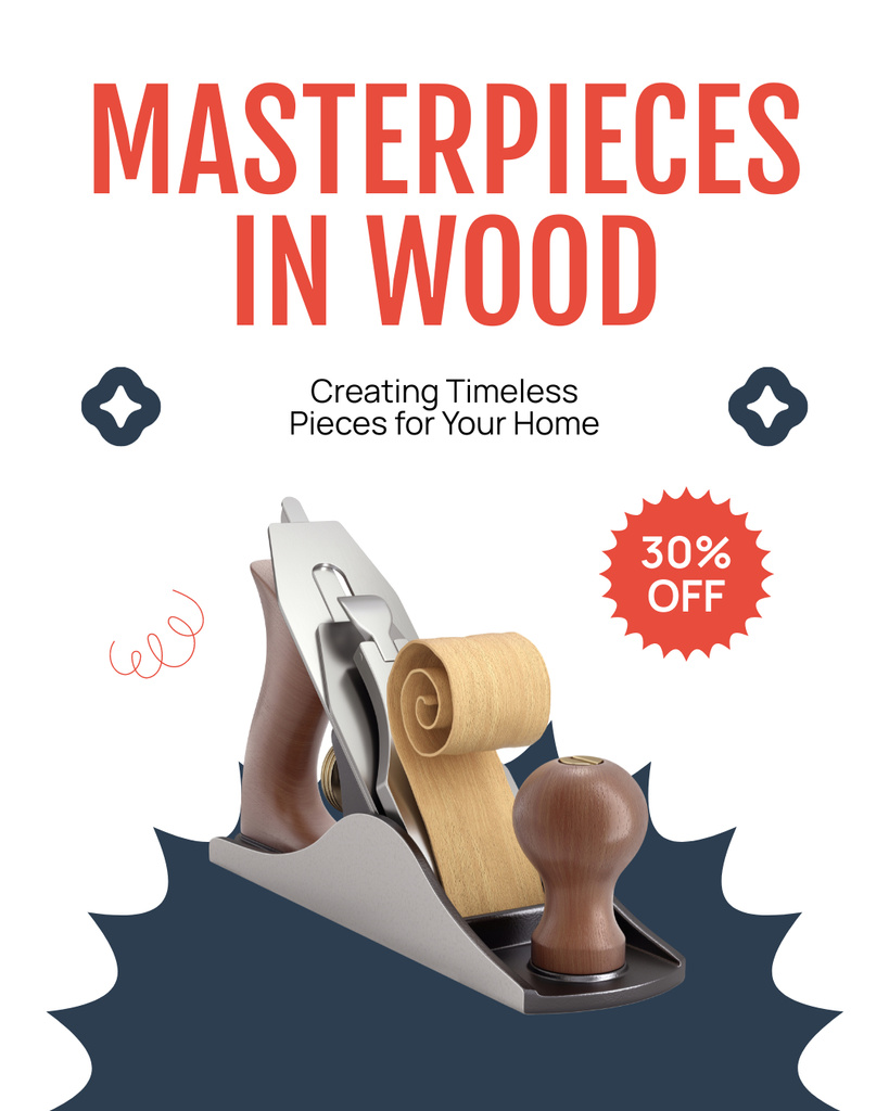 Ontwerpsjabloon van Instagram Post Vertical van Discount Offer on Wood Masterpieces