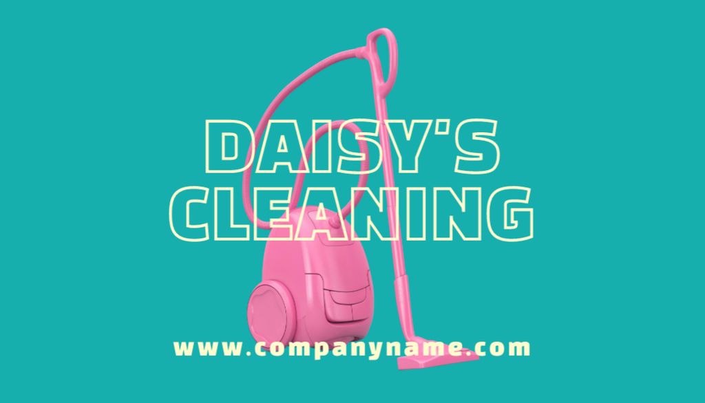 Cleaning Services Offer with Vacuum Cleaner In Green Business Card USデザインテンプレート