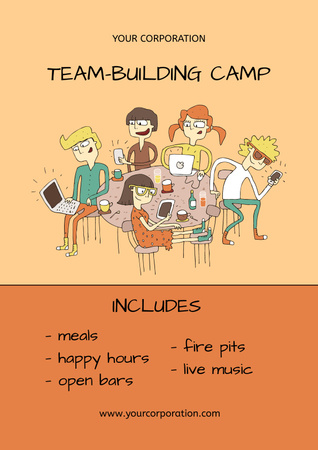 Team Building Camp Poster Design Template