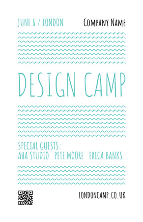 Design Camp Announcement With Blue Waves Invitation 5.5x8.5in Design Template
