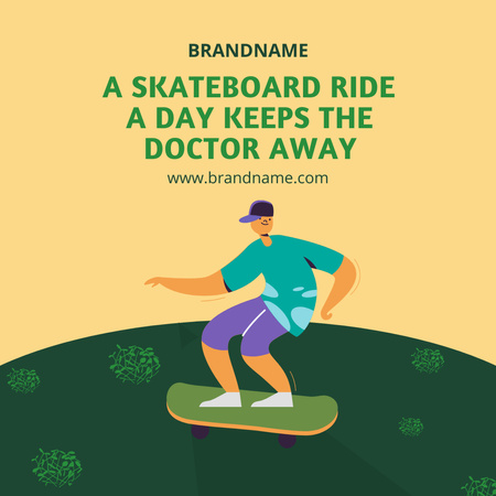 Woman Riding Skateboard Instagram Design Template