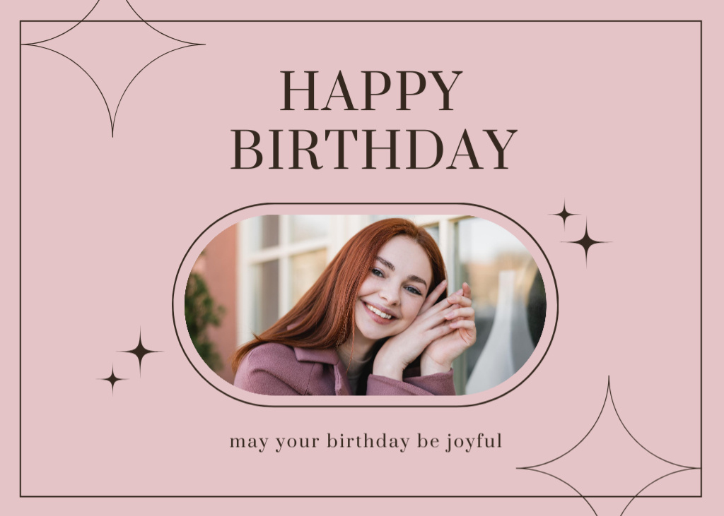 Birthday Greeting on Pastel Pink Postcard 5x7in Design Template