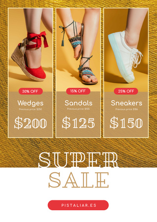 Ontwerpsjabloon van Poster A3 van Fashion Sale with Woman in Stylish Shoes